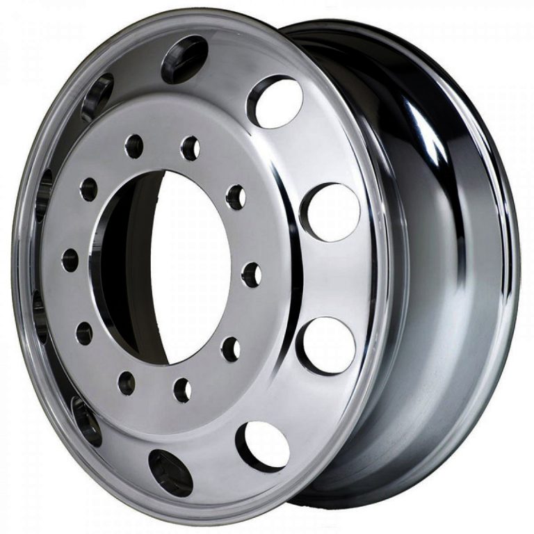 17.5″ x 6.75″ Rim -10 Lug on 225mm Polished Aluminum Trailer Wheel